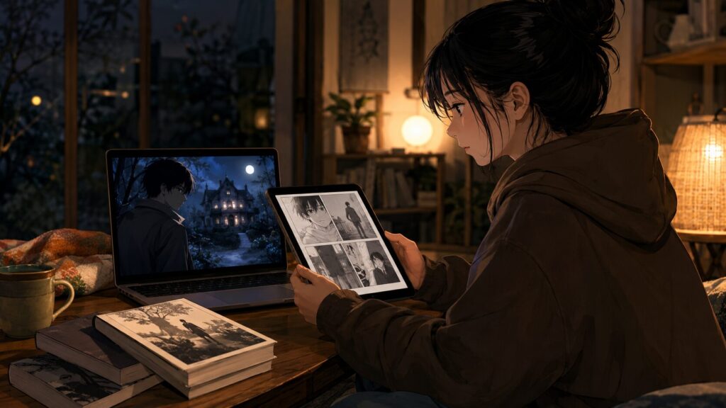 アニメ視聴と電子書籍の原作漫画を使い分けて名探偵コナンを追う日本人女性