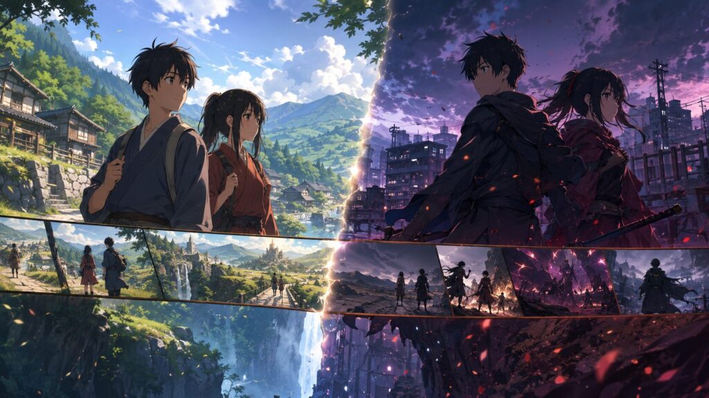 黄泉のツガイのアニメ第1クールと第2クールの物語進行イメージ