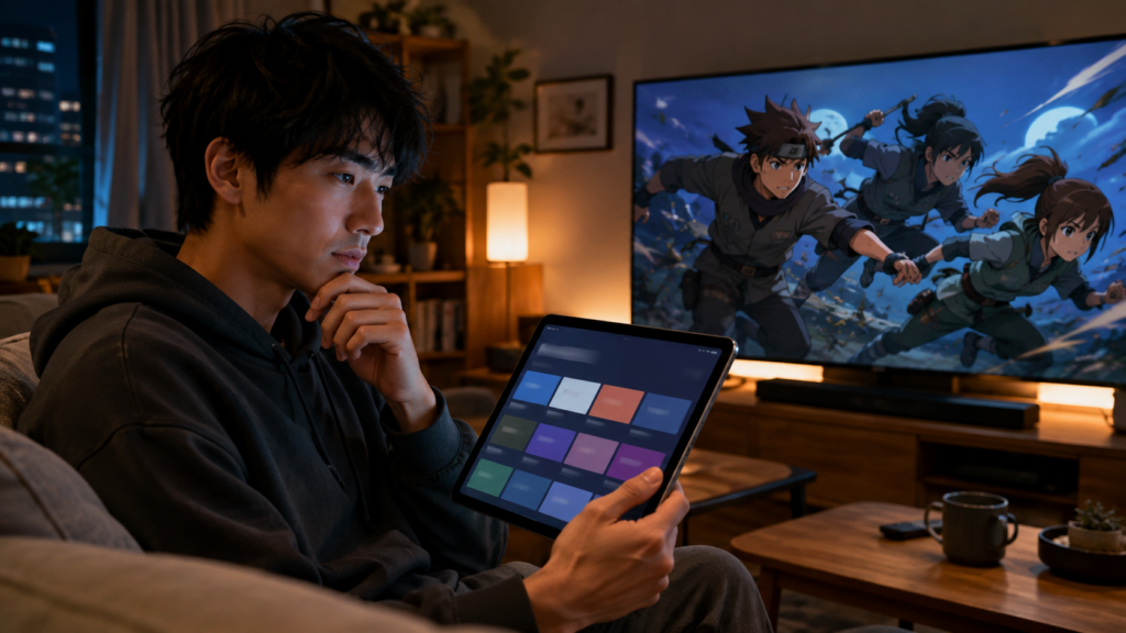 BORUTOの原作回とアニオリを選びながらアニメを見る日本人男性
