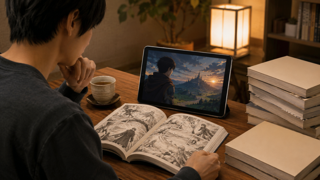 ヴァニタスの手記のアニメ視聴後に原作漫画の続きを読むイメージ
