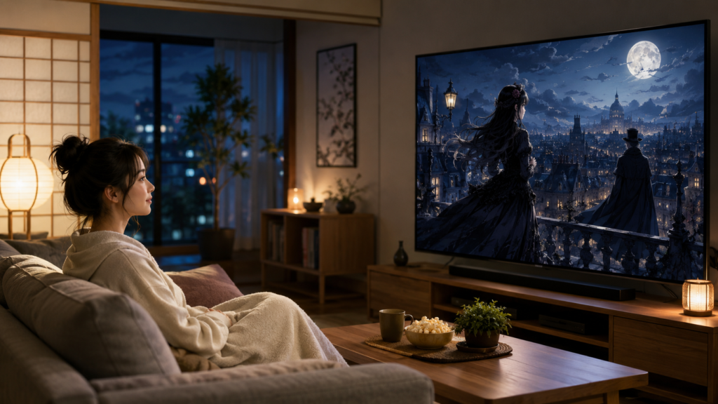 ヴァニタスの手記のアニメ配信を自宅のテレビで楽しむイメージ