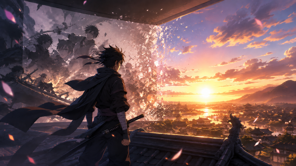 BORUTOアニメ第1部終了から第2部へ続く物語を表現したイメージ