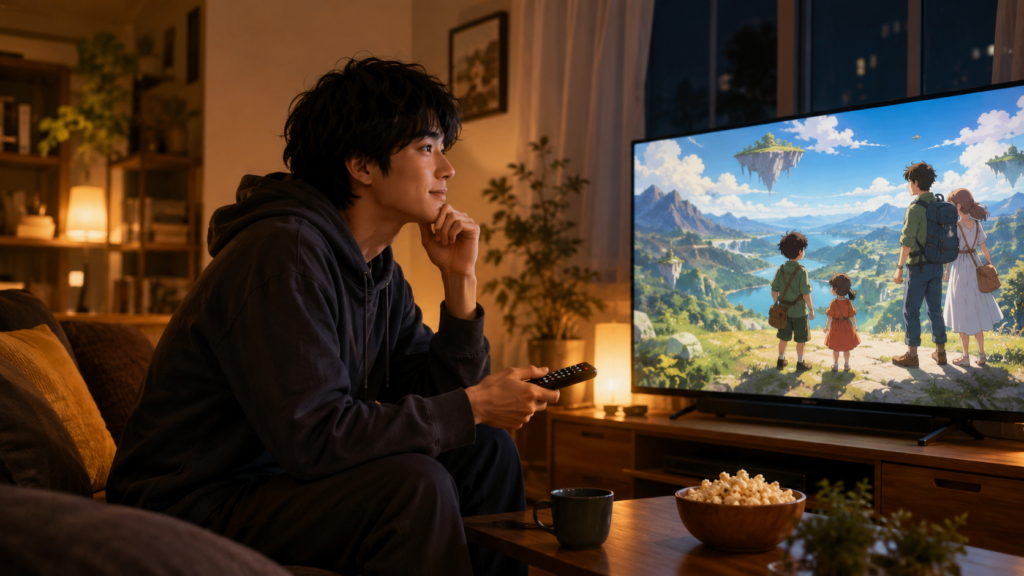 スパイファミリー4期を待ちながらアニメを見返す男性